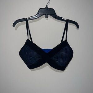Black and royal blue mesh like sports bra padded fabletics medium